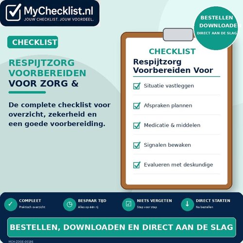 Checklist respijtzorg voorbereiden voor zorg & gezondheid met uitgebreide stappen en controlepunten