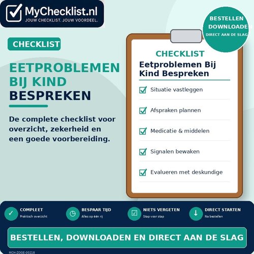 Checklist eetproblemen bij kind bespreken met uitgebreide stappen en controlepunten