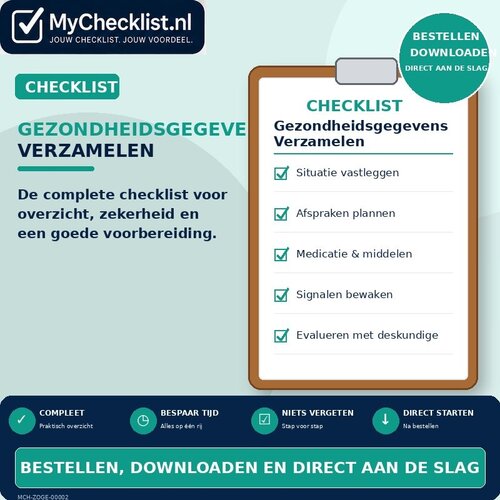 Checklist gezondheidsgegevens verzamelen met uitgebreide stappen en controlepunten