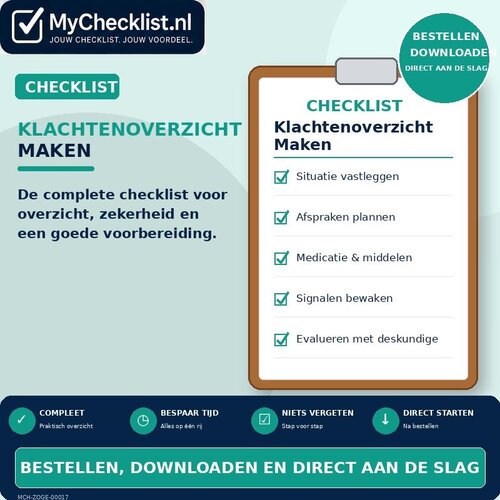 Checklist klachtenoverzicht maken met uitgebreide stappen en controlepunten