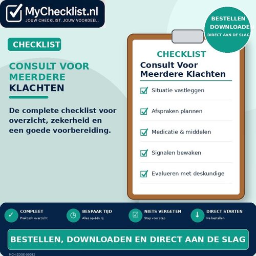 Checklist consult voor meerdere klachten voorbereiden met uitgebreide stappen en controlepunten