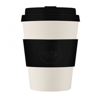 Ecoffee Cup PLA, Koffiebeker to Go 350 ml Zwart wit Siliconen