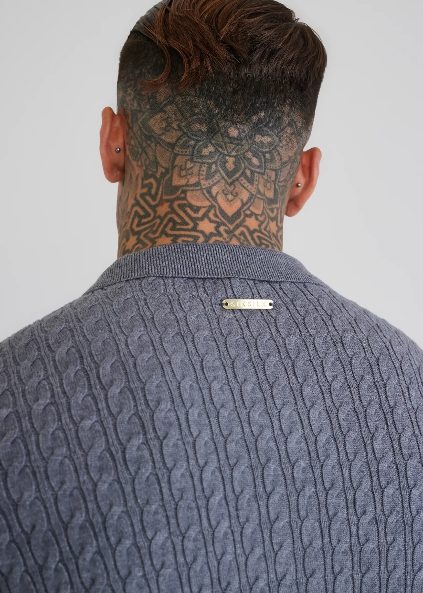 Siksilk gebreide v-hals trui grijs
