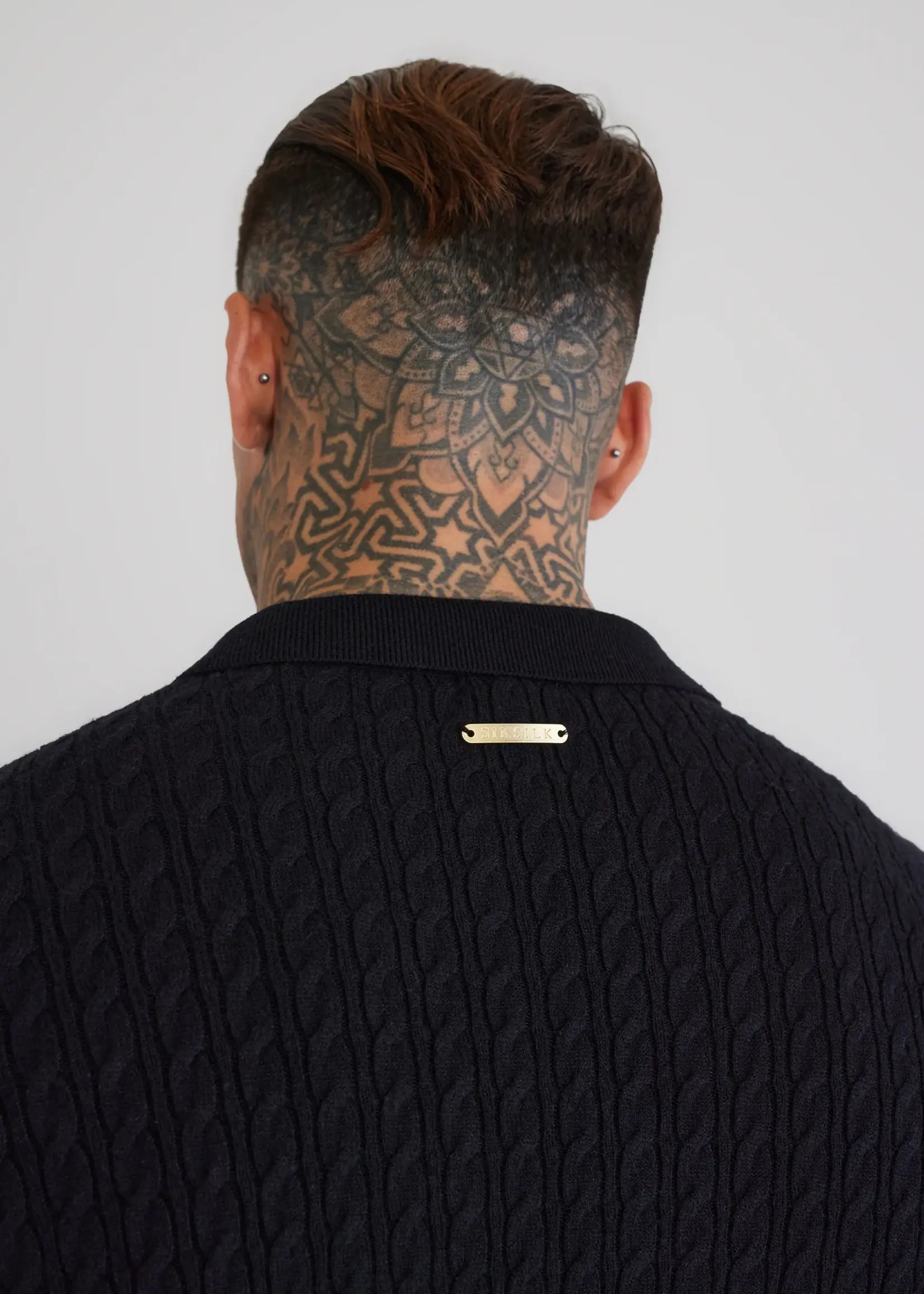 Siksilk gebreide v-hals trui zwart