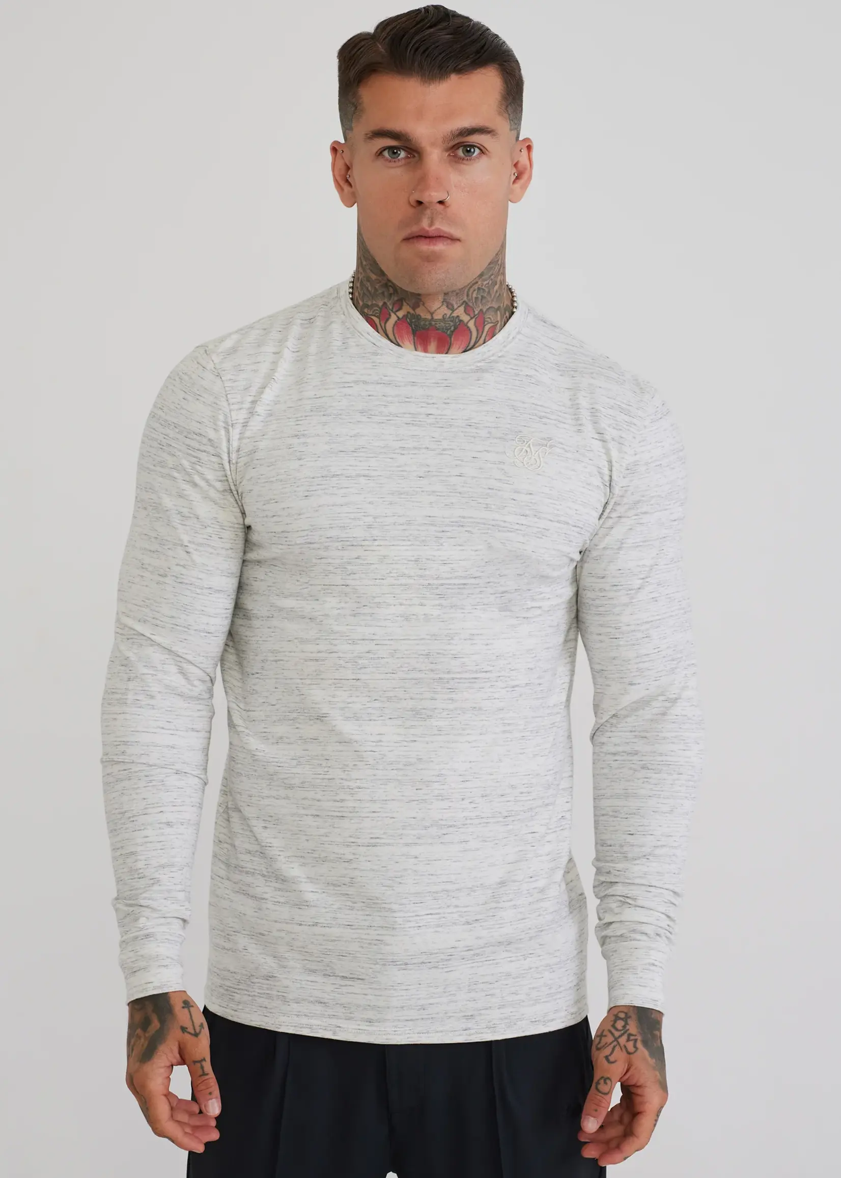 Siksilk sweater grijs/wit
