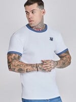 Siksilk geribde t-shirt wit/blauw