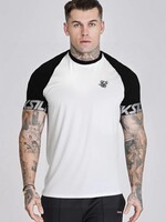 Siksilk t-shirt wit/zwart met zilveren band