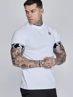Siksilk t-shirt wit/zilver band