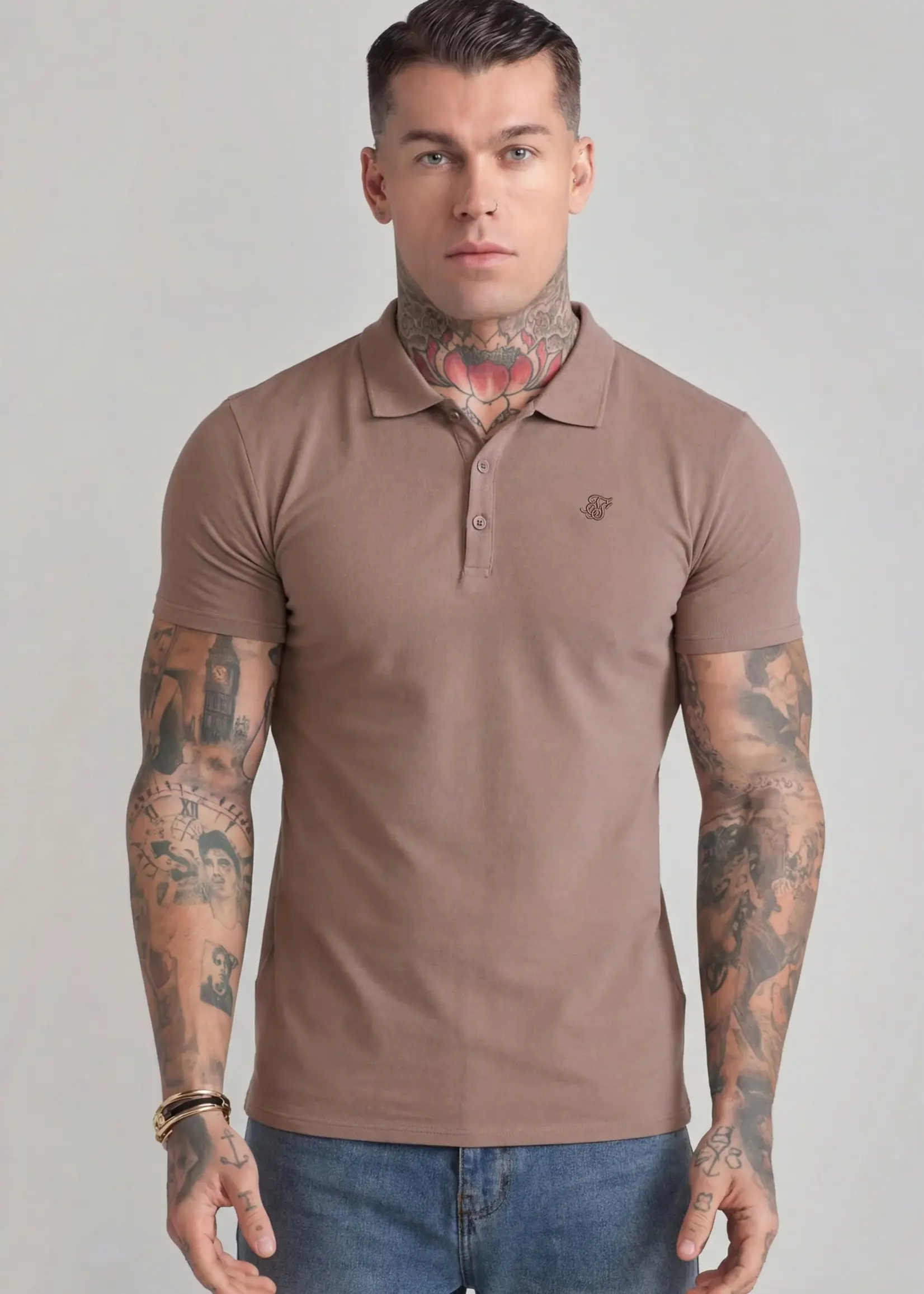 Siksilk polo taupe