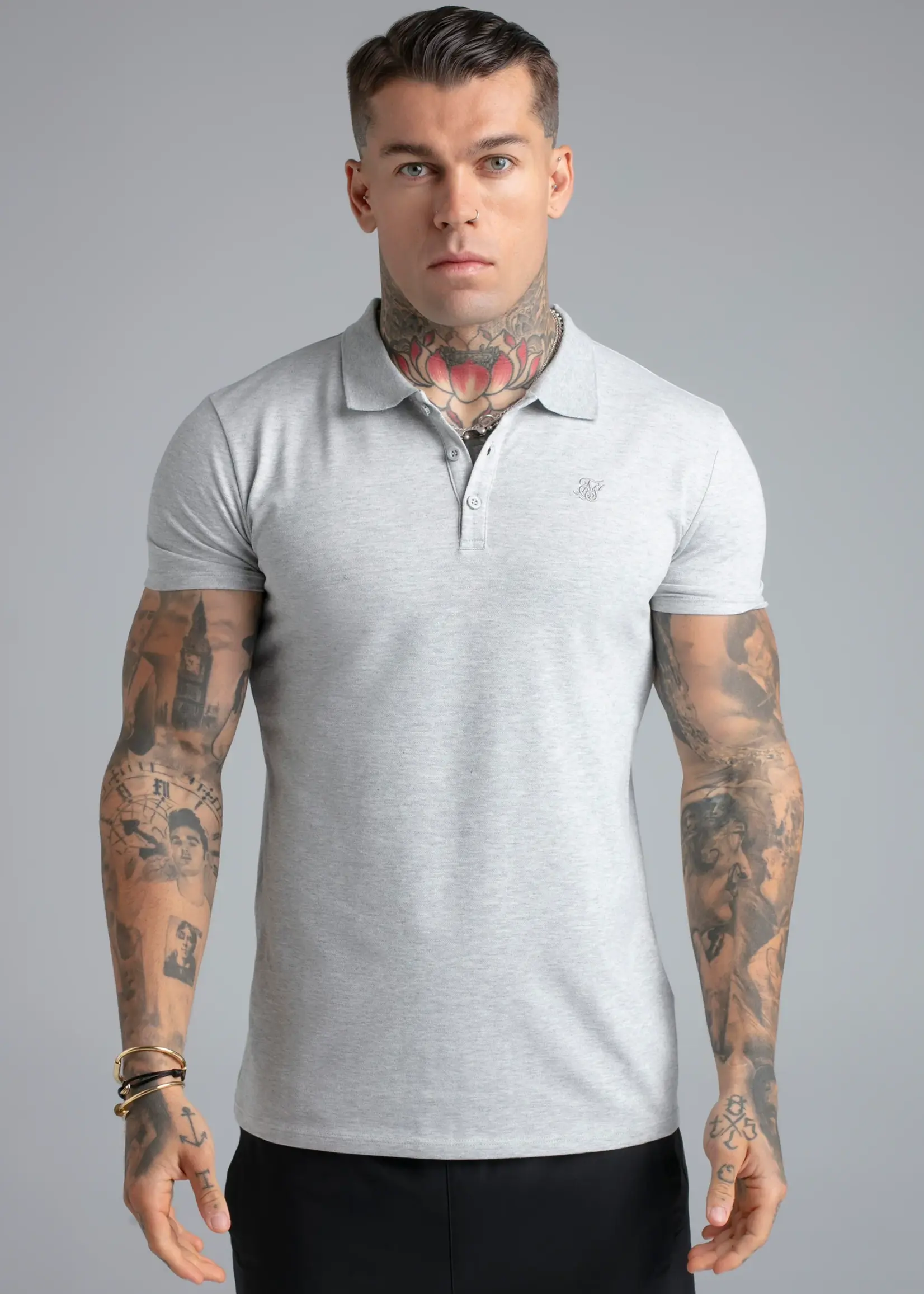 Siksilk polo grijs
