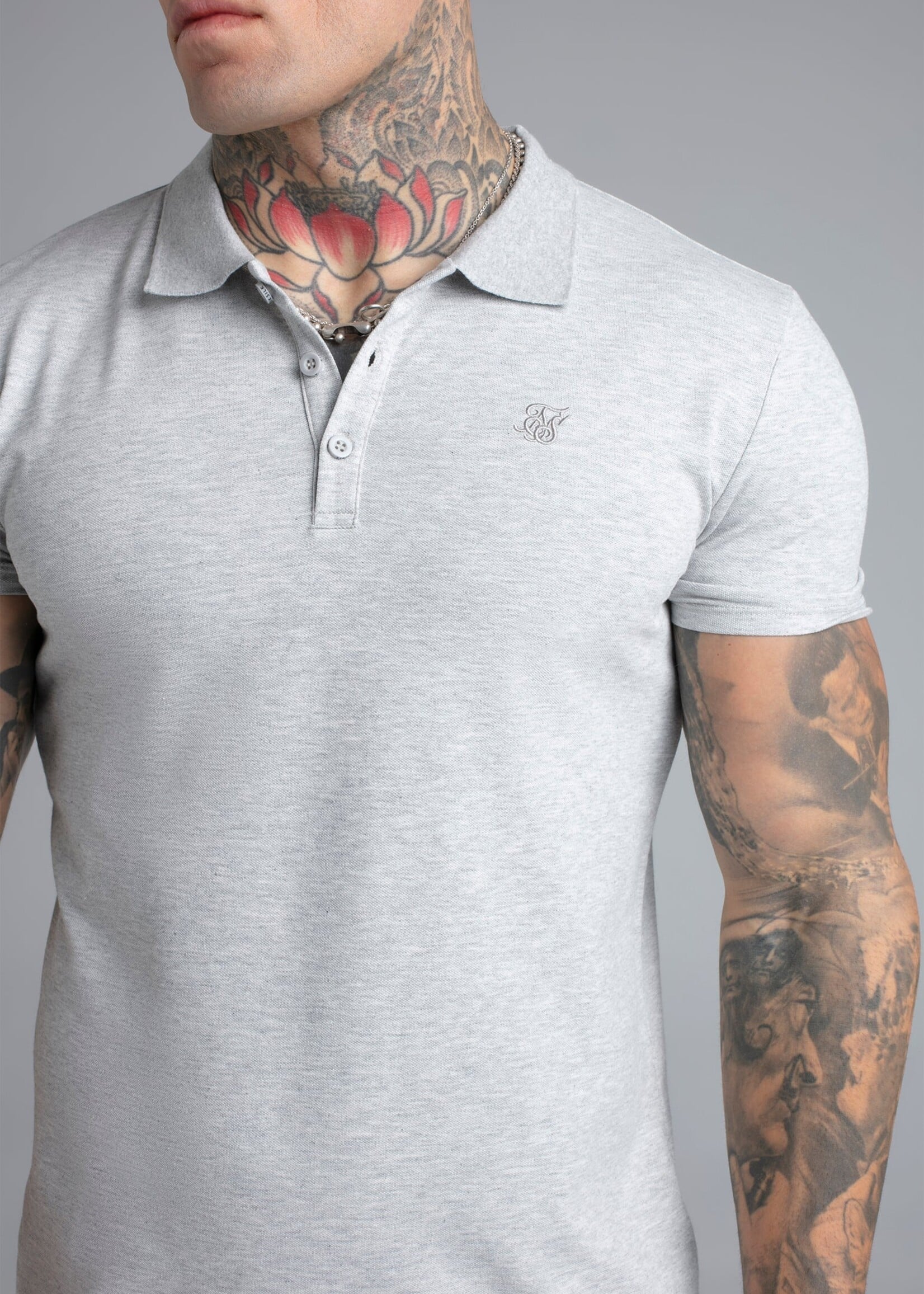 Siksilk polo grijs