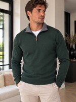 Zipped sweater - cashmere touch groen