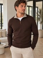 Zipped sweater - cashmere touch bruin