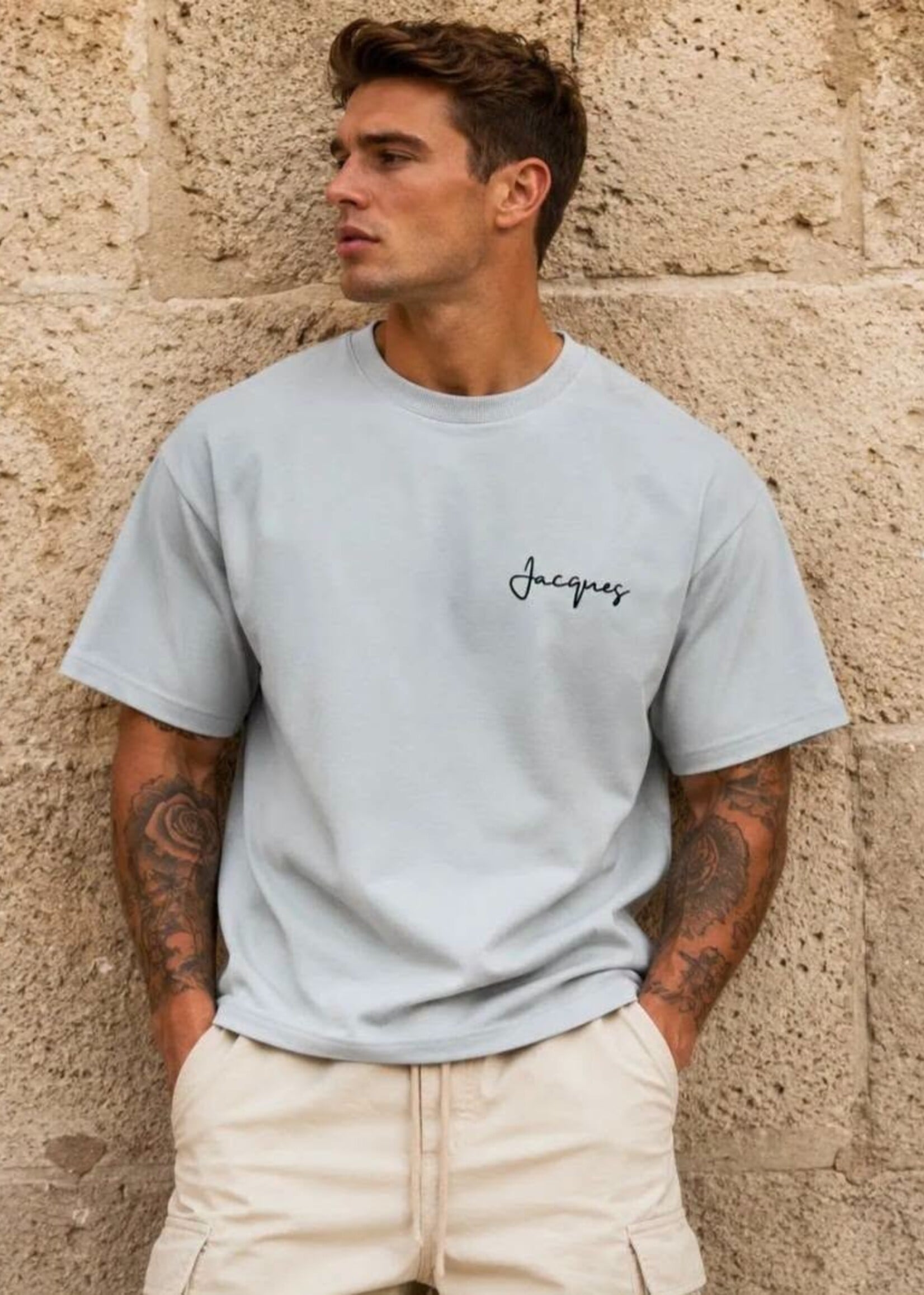 Oversized T-shirt ''Jacques'' lichtblauw