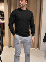 Cable knit trui stretch - zwart