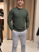 Cable knit trui stretch - groen