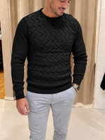 Knitted sweater zigzag - zwart
