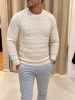 Knitted sweater zigzag - beige