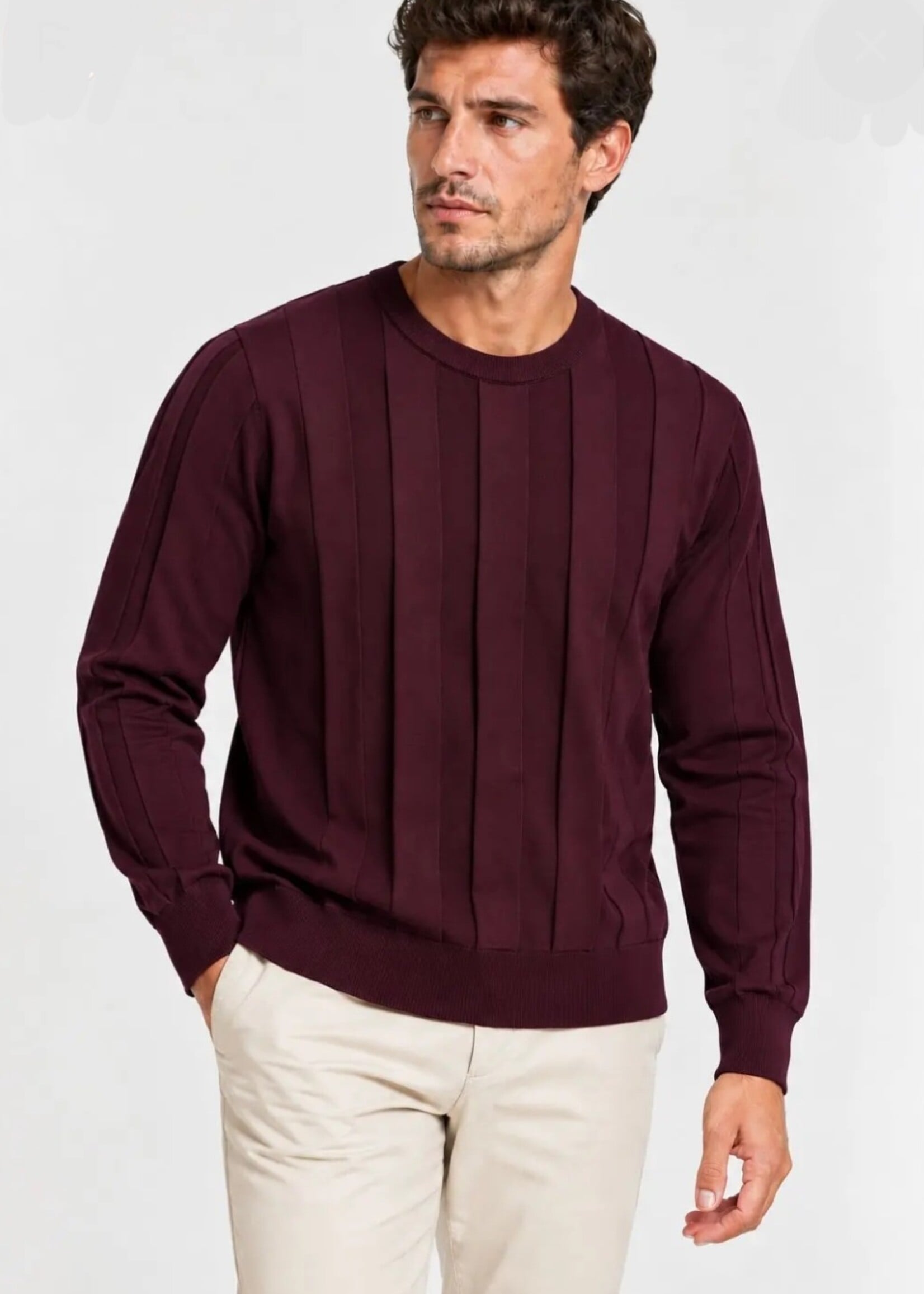 Ribbed elegant sweater - burgundy