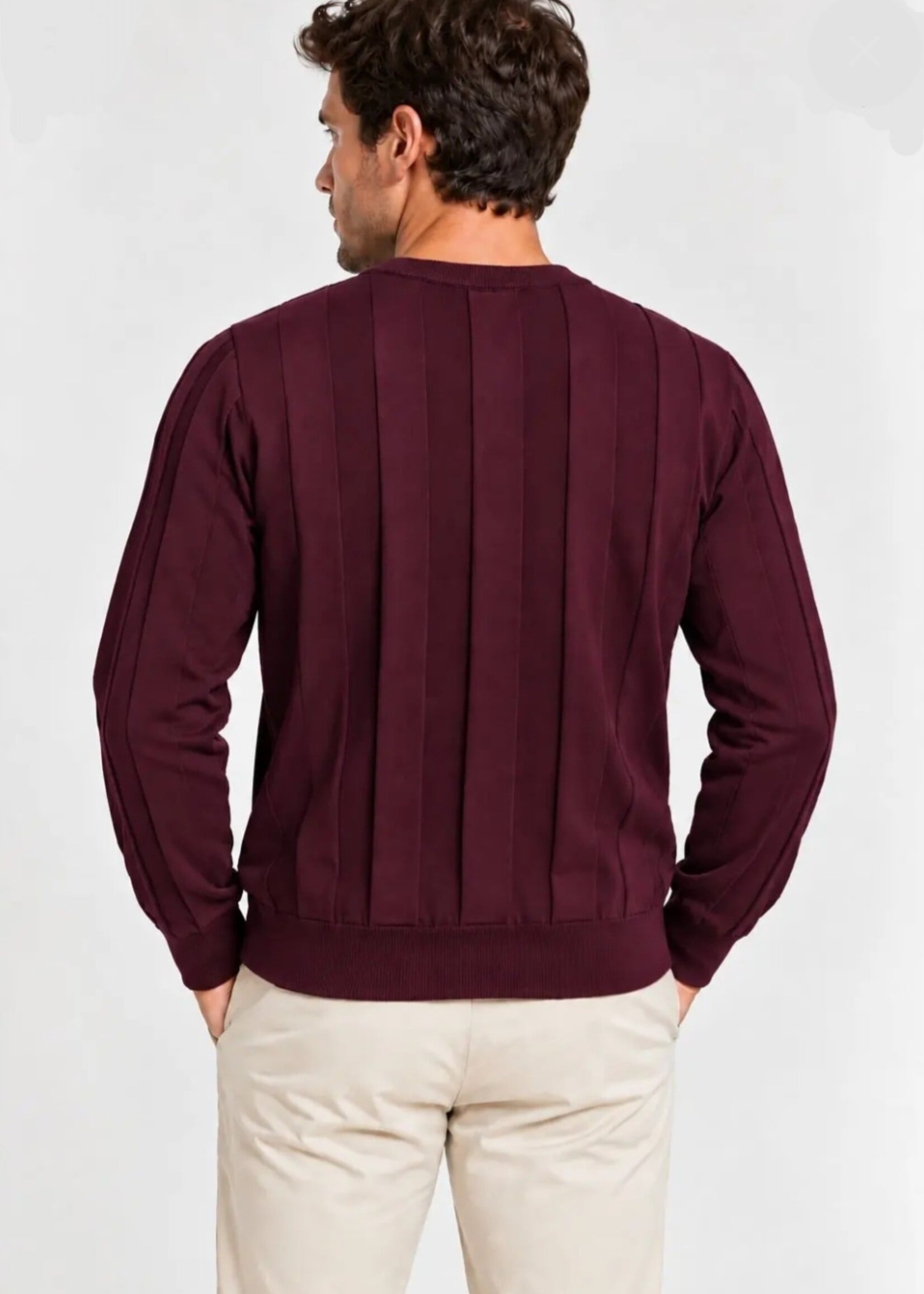 Ribbed elegant sweater - burgundy