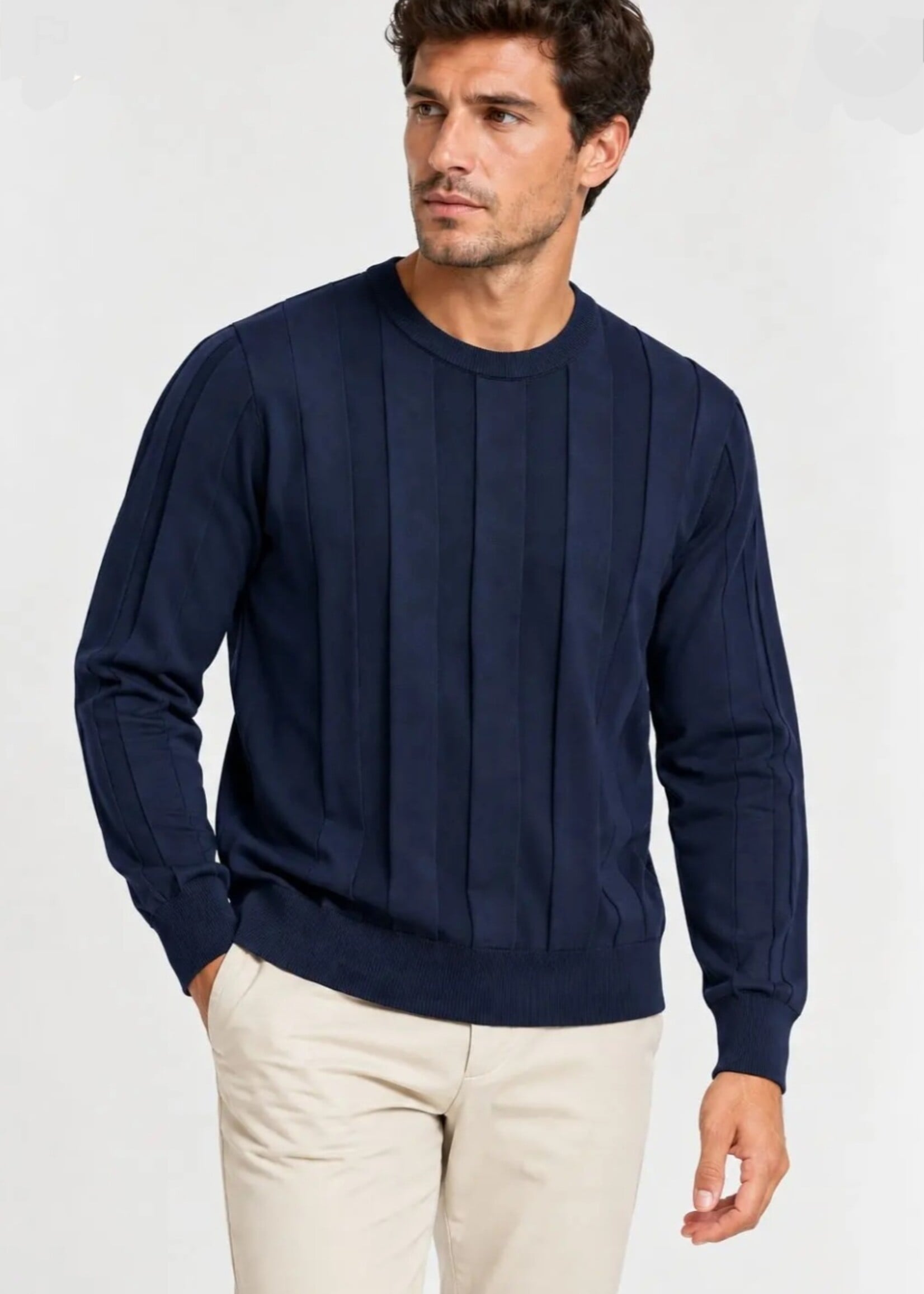 Ribbed elegant sweater - marine