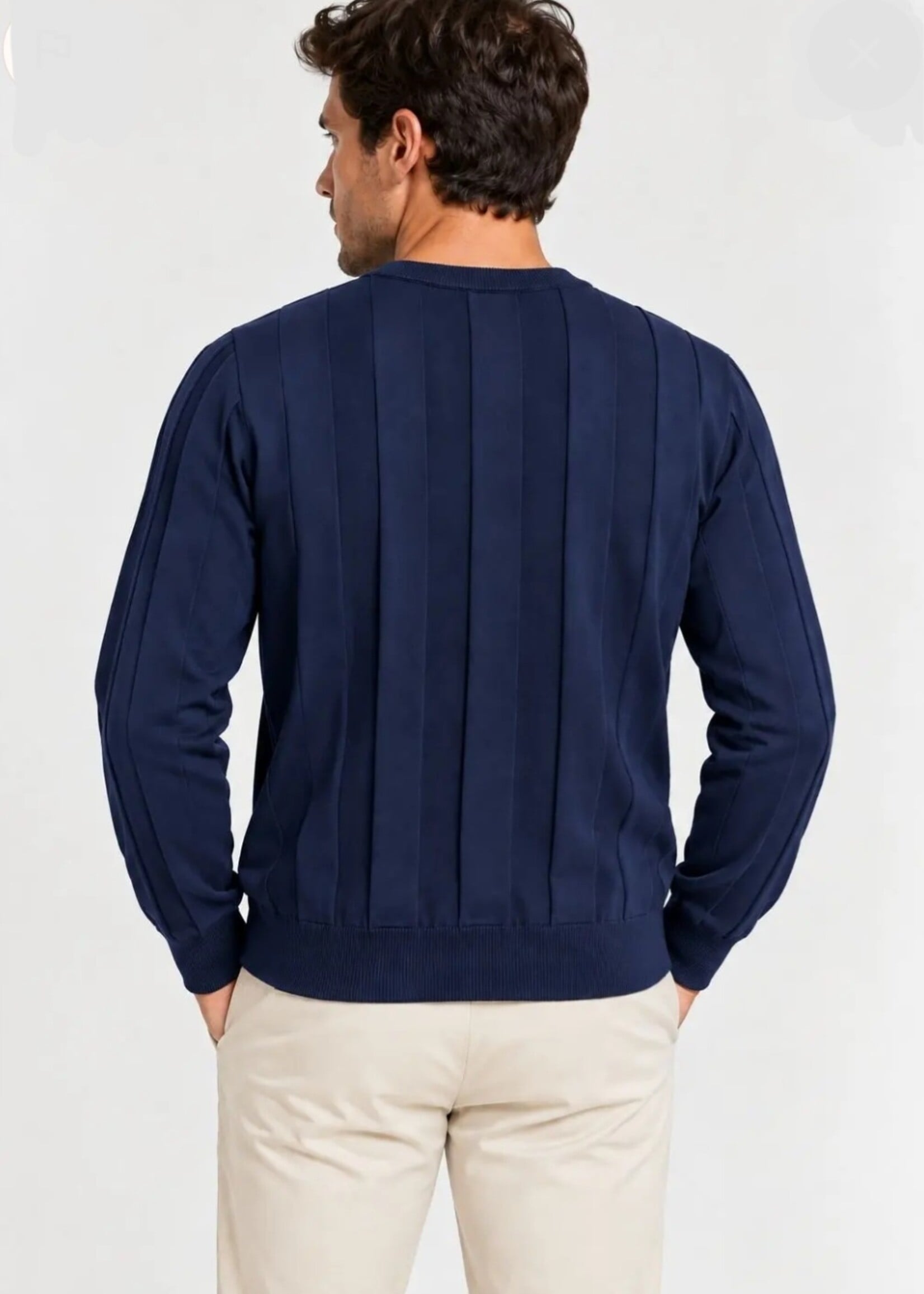 Ribbed elegant sweater - marine