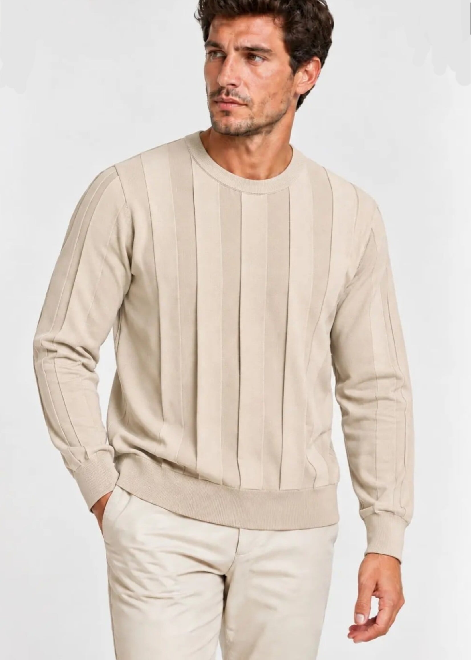 Ribbed elegant sweater - beige