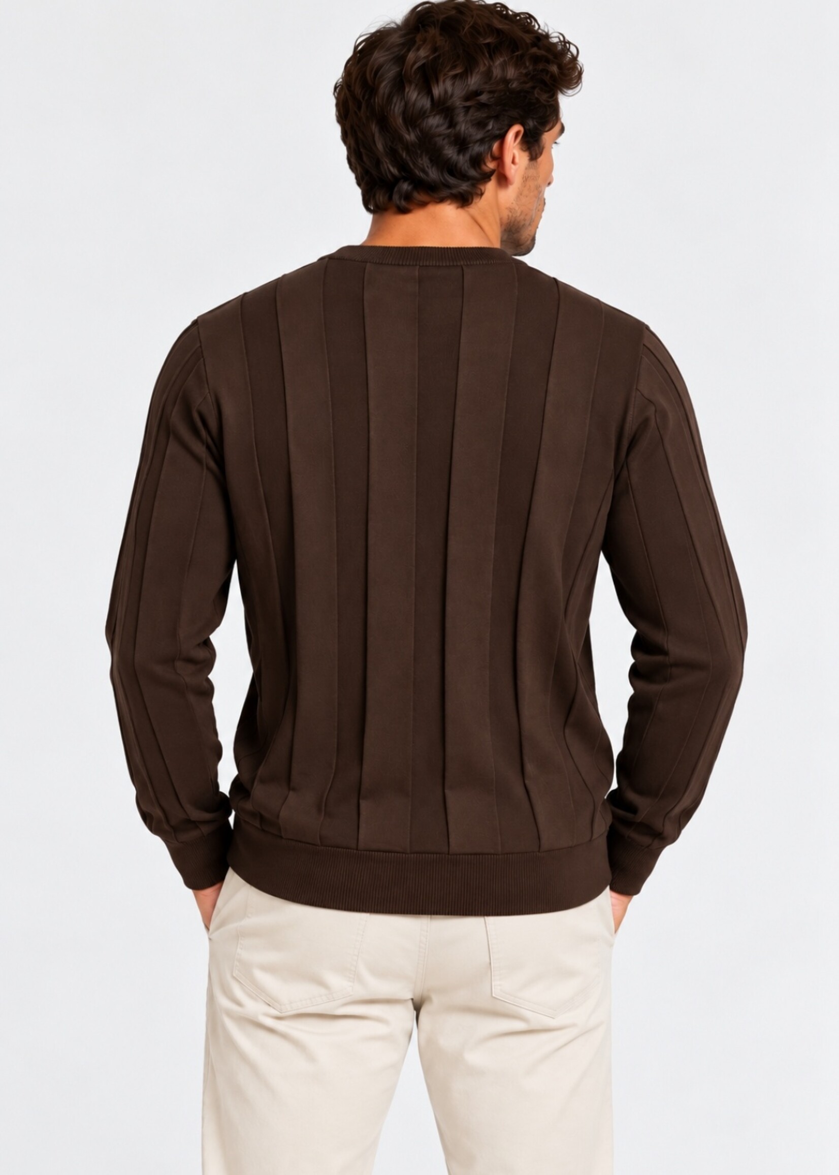 Ribbed elegant sweater - choco