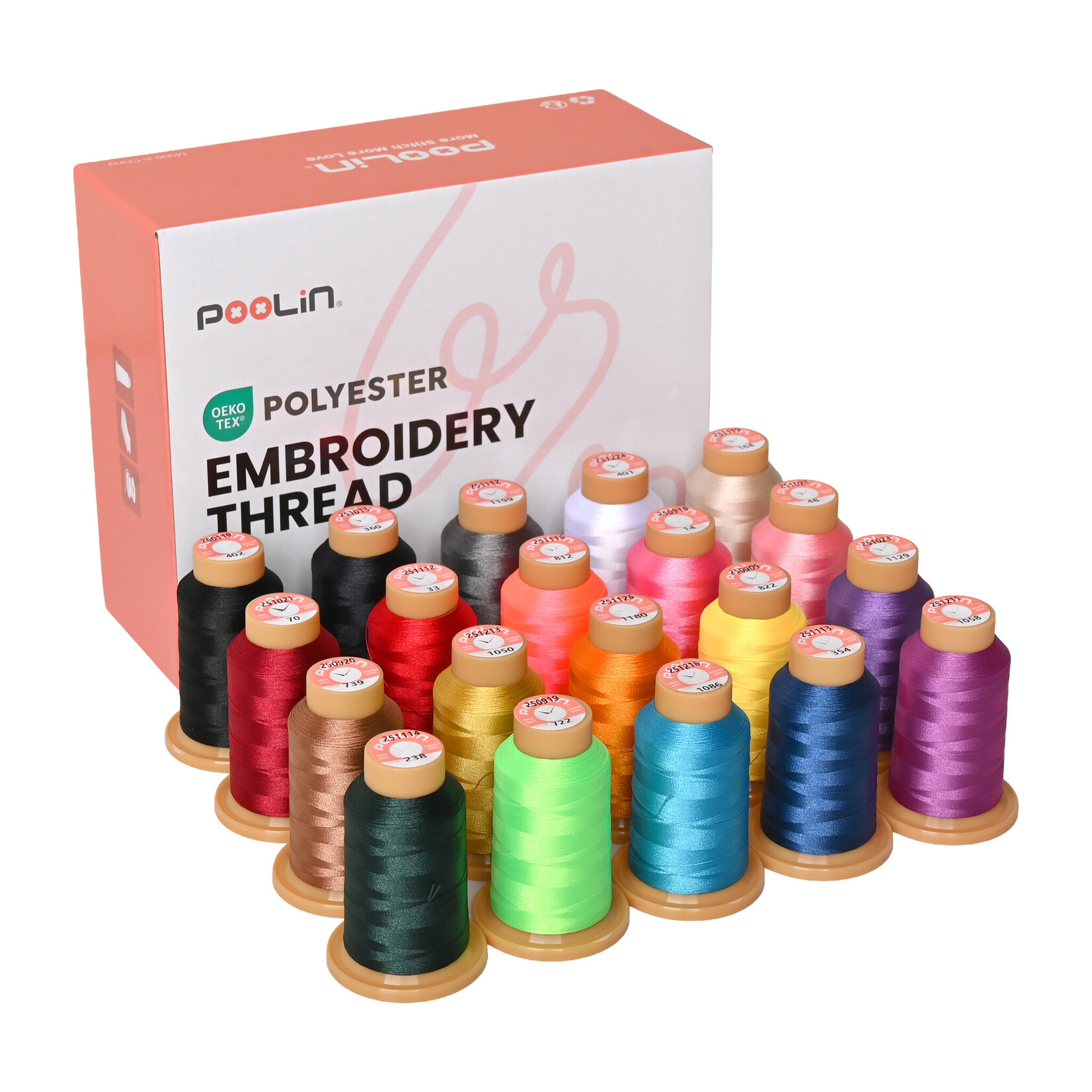 PooLin Embroidery Thread (800 m rolls) - 20 colours
