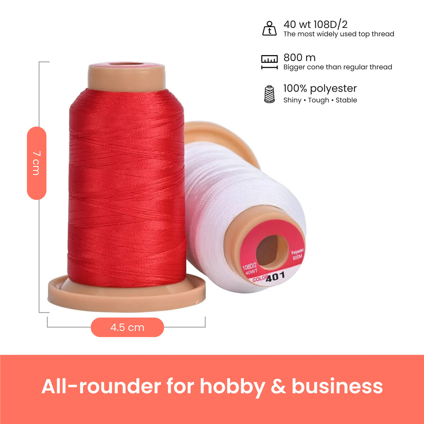PooLin Embroidery Thread (800 m rolls) - 20 colours