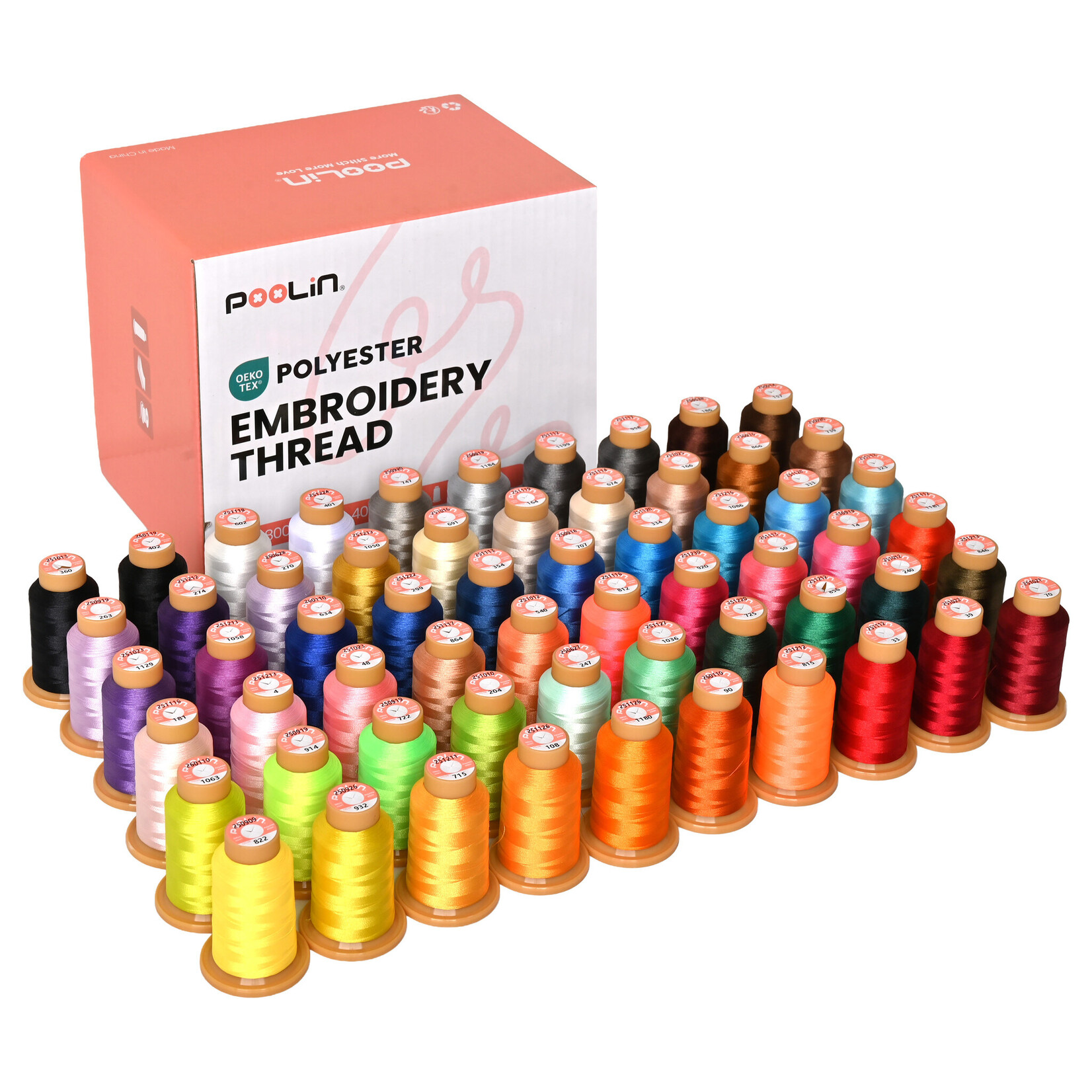 PooLin Embroidery Thread (800 m rolls) - 60 colours