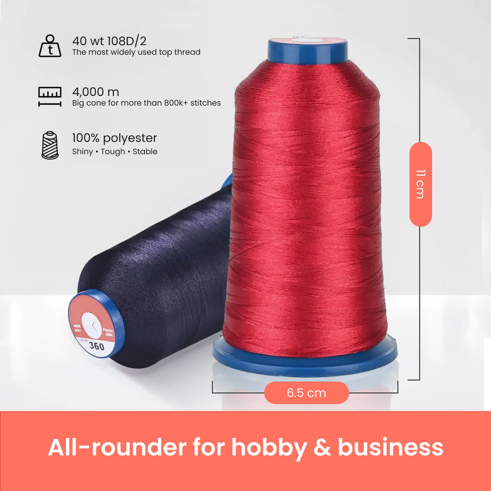 PooLin Embroidery Thread (4000 m rolls) - 40 colours