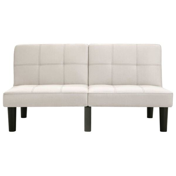 Vidaxl Kremowa sofa dwuosobowa z pufą - taniej o 79% - Nowa