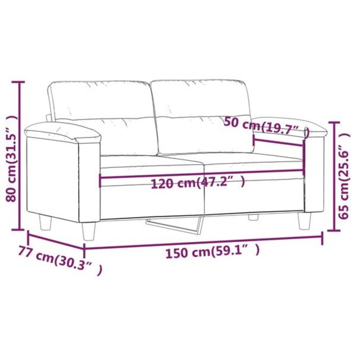Vidaxl Kremowa sofa dwuosobowa 120 cm - 92% taniej