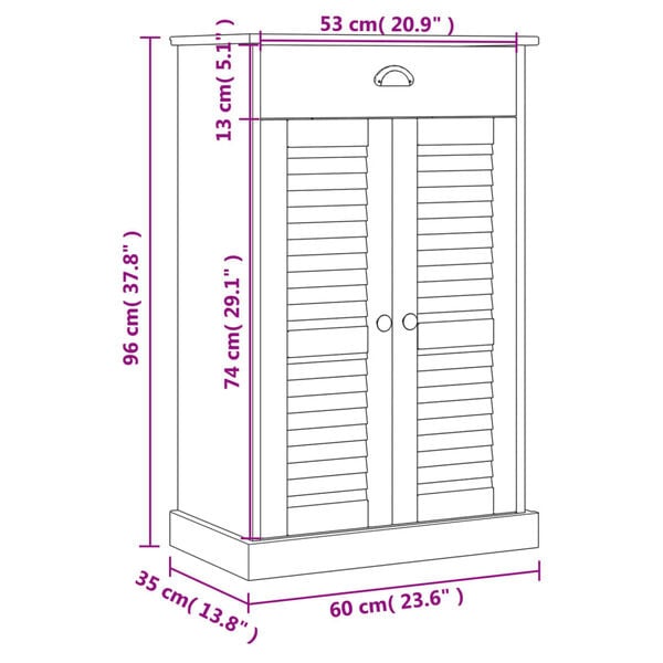 Vidaxl Biała szafka na buty VIGO 60x35x96 cm - sosnowa - 77% taniej
