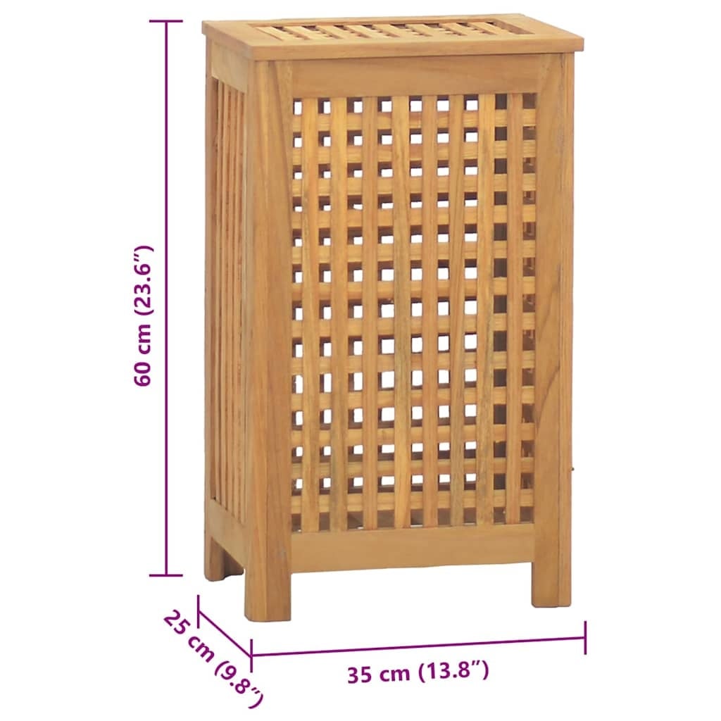 Vidaxl Kosz na pranie z drewna tekowego 35x25x60 cm - 75% taniej