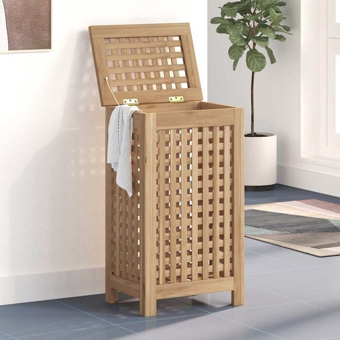 Vidaxl Kosz na pranie z drewna tekowego 35x25x60 cm - 46% taniej