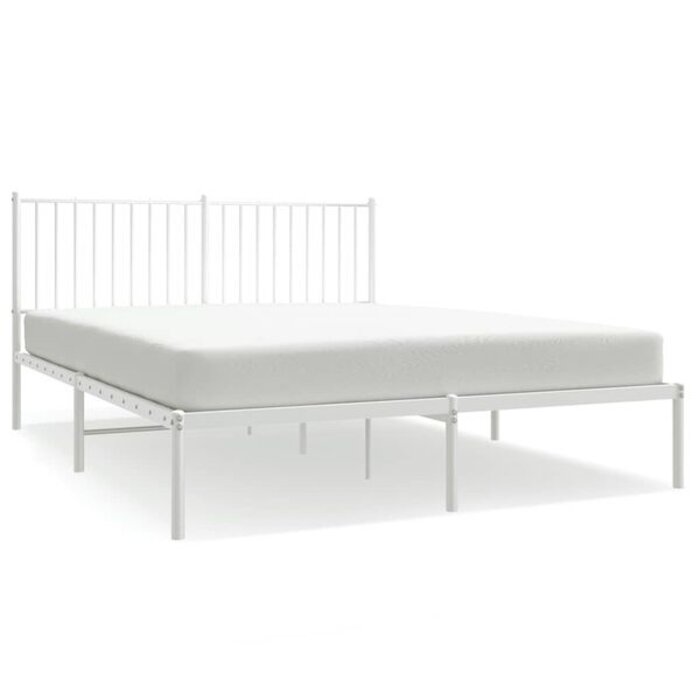 Vidaxl Metalowa rama łóżka 150x200 cm biała - 80% taniej