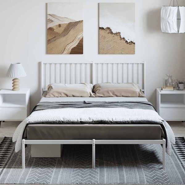 Vidaxl Metalowa rama łóżka 150x200 cm biała - 80% taniej