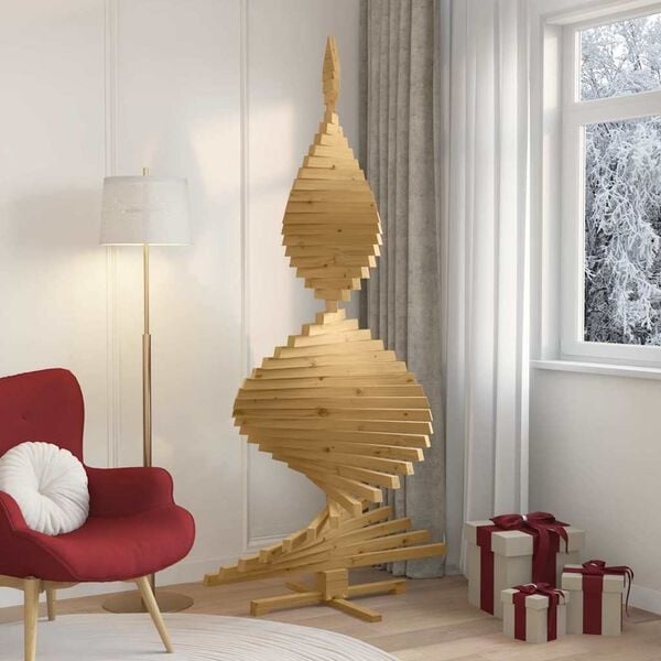 Vidaxl Drewniana choinka 210 cm z sosny - brązowa - 78% taniej