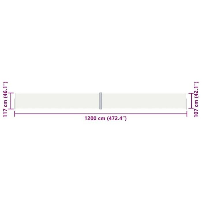 Vidaxl Wysuwana osłona boczna 117x1200 cm kremowa - 76% taniej