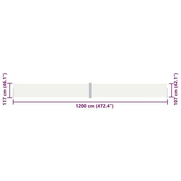 Vidaxl Wysuwana osłona boczna 117x1200 cm kremowa - 76% taniej