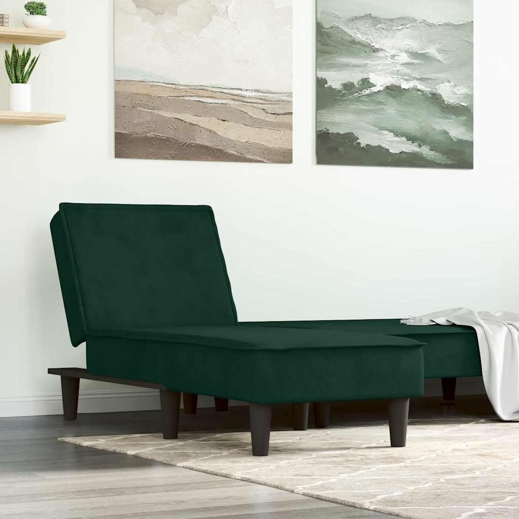 Vidaxl Szezlong aksamitny ciemnozielony 55x155cm - 78% taniej