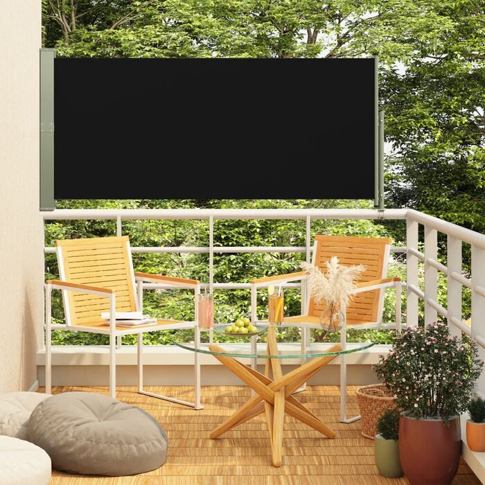 Vidaxl Wysuwana osłona boczna 140x300 cm czarna - 73% taniej