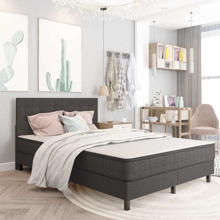 Vidaxl Pikowane wezgłowie łóżka 140x200 cm ciemnoszare - 78% taniej