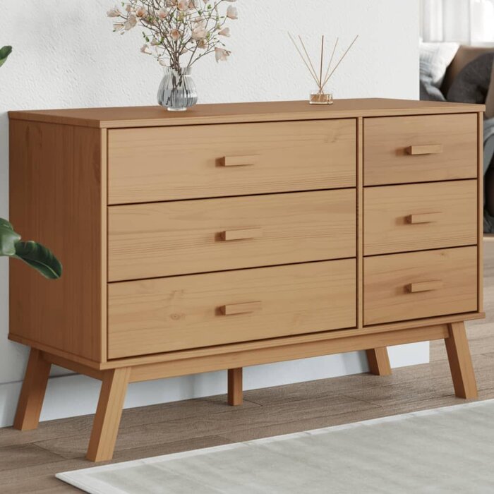 Vidaxl Komoda drewniana OLDEN 6 szuflad 111x42 cm - 90% taniej