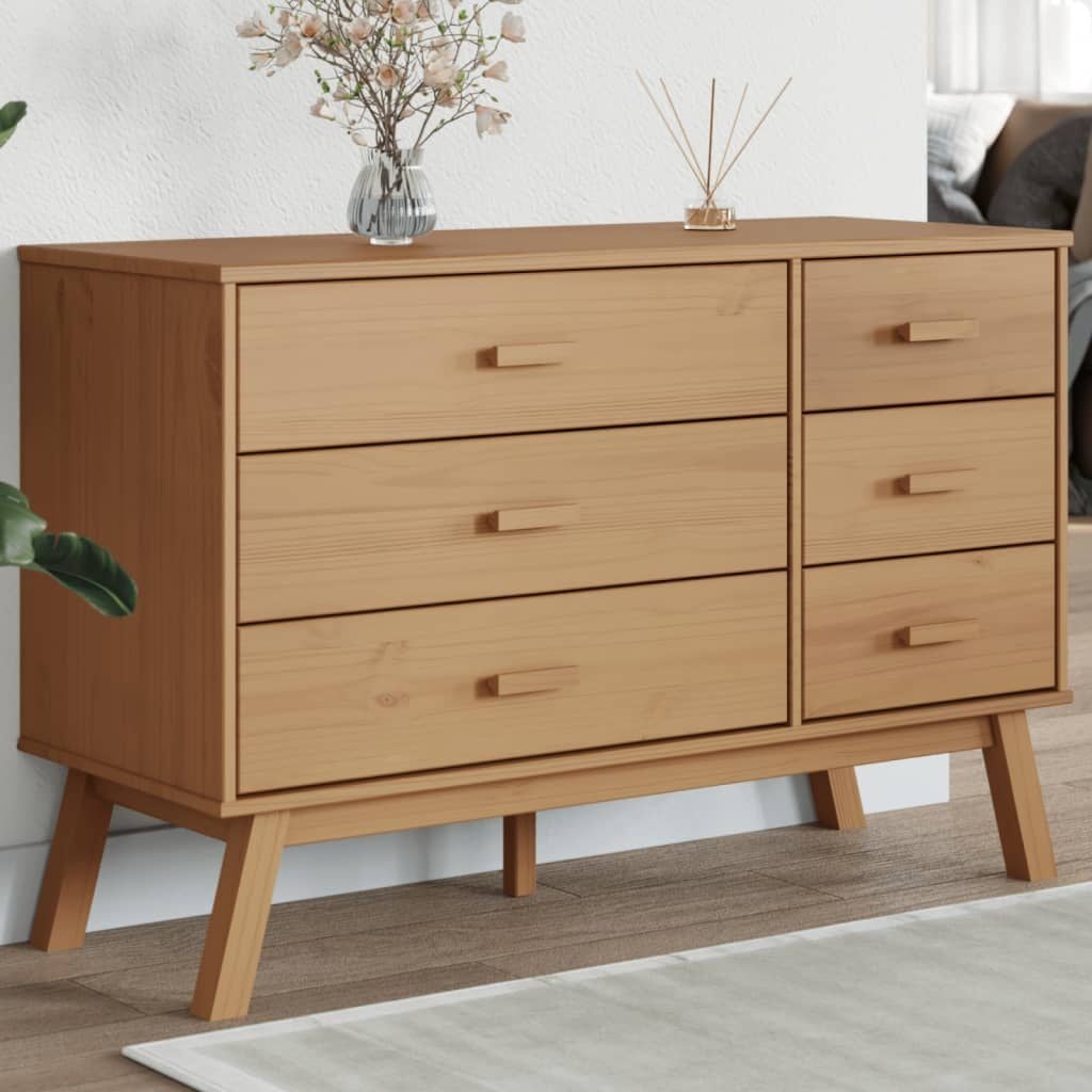 Vidaxl Komoda drewniana OLDEN 6 szuflad 111x42 cm - 90% taniej