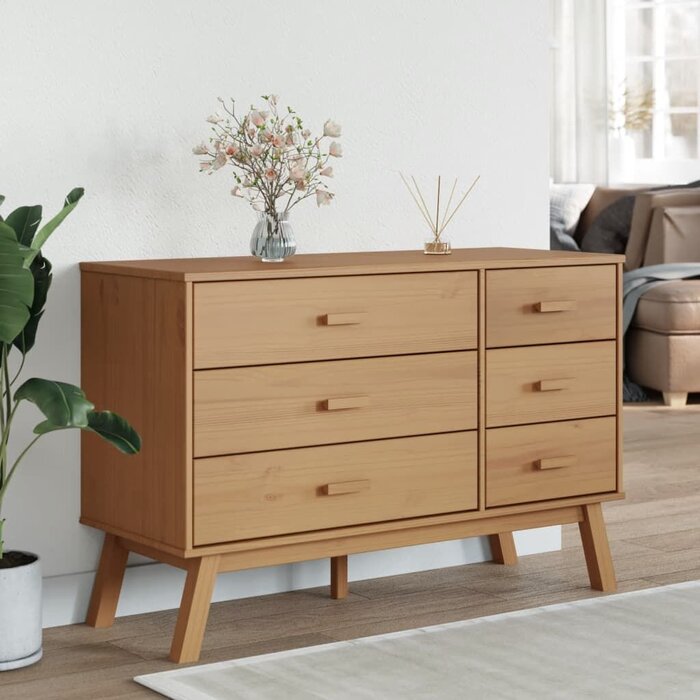 Vidaxl Komoda drewniana OLDEN 6 szuflad 111x42 cm - 90% taniej