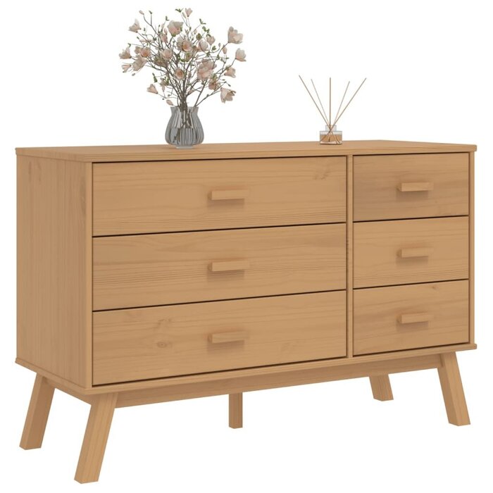 Vidaxl Komoda drewniana OLDEN 6 szuflad 111x42 cm - 90% taniej