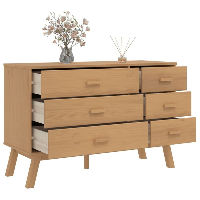 Vidaxl Komoda drewniana OLDEN 6 szuflad 111x42 cm - 90% taniej